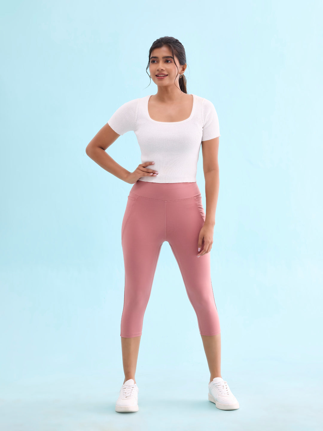 Dusty Pink Poly Stretch Training Capri