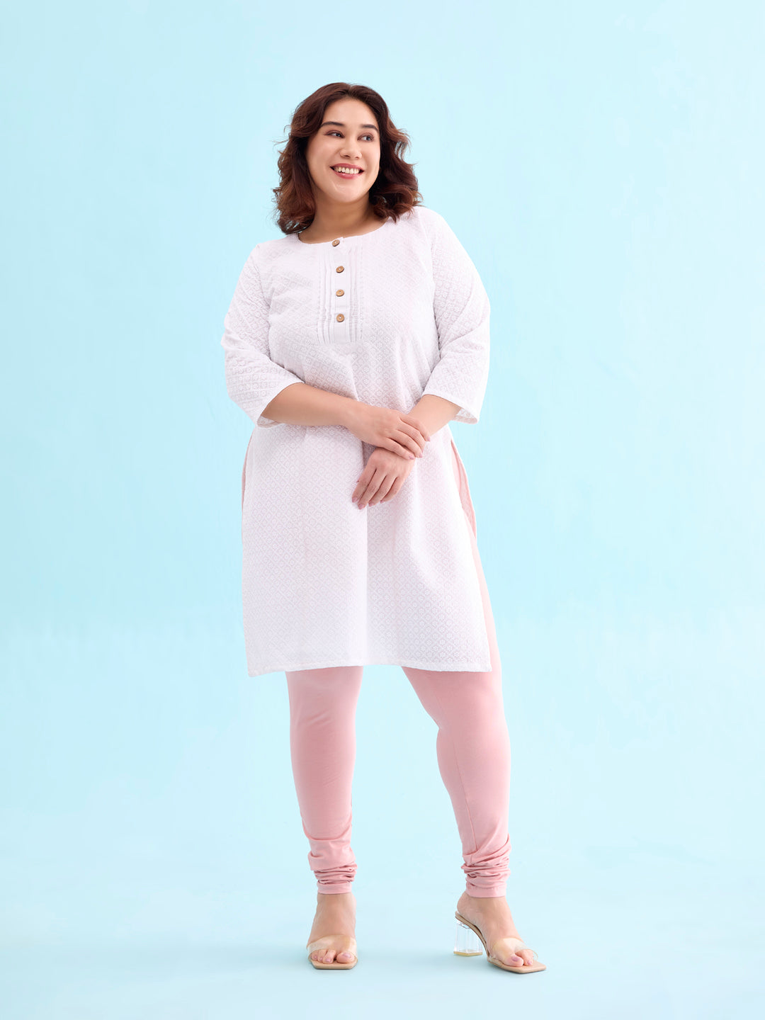 Baby Pink Cotton Stretch Churidar