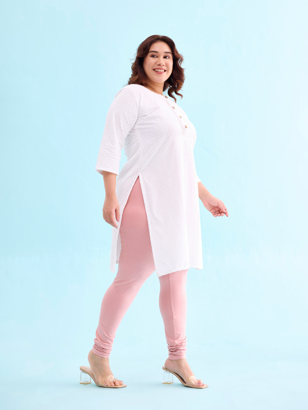 Baby Pink Cotton Stretch Churidar