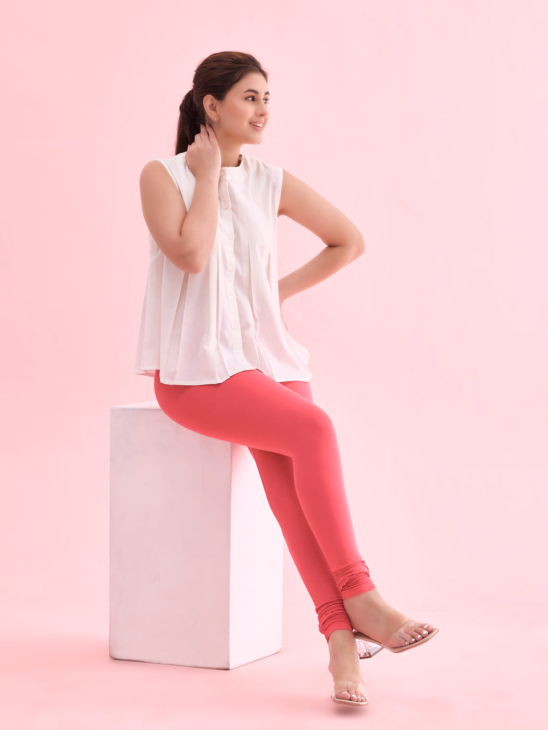 Coral Cotton Stretch Churidar