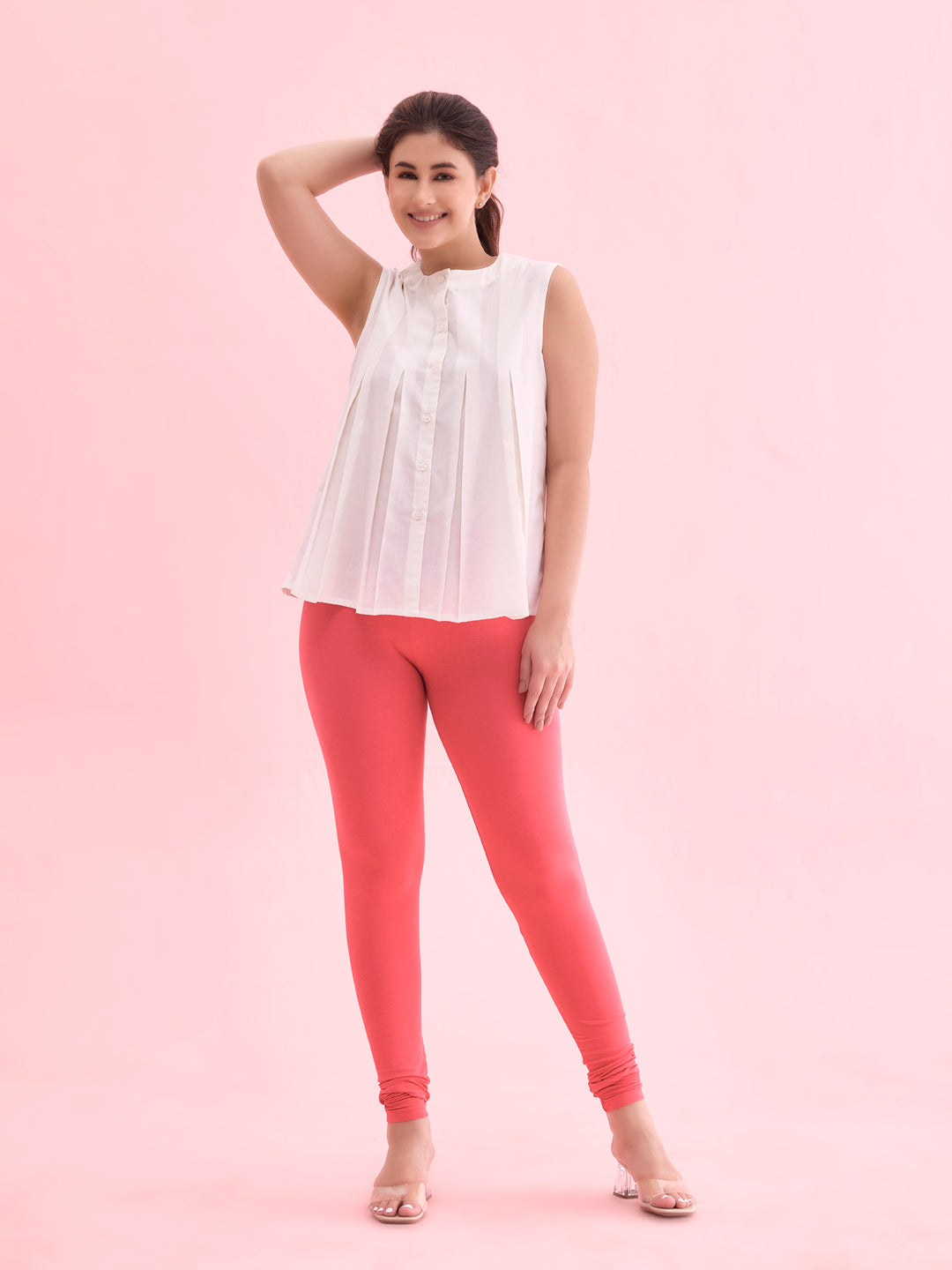 Coral Cotton Stretch Churidar