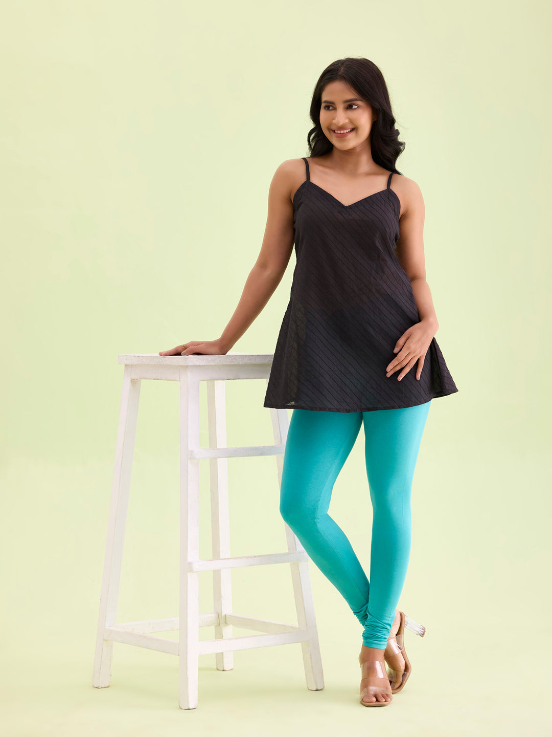 Dark Mint Cotton Stretch Churidar