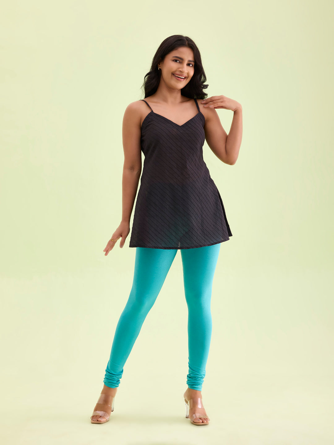 Dark Mint Cotton Stretch Churidar