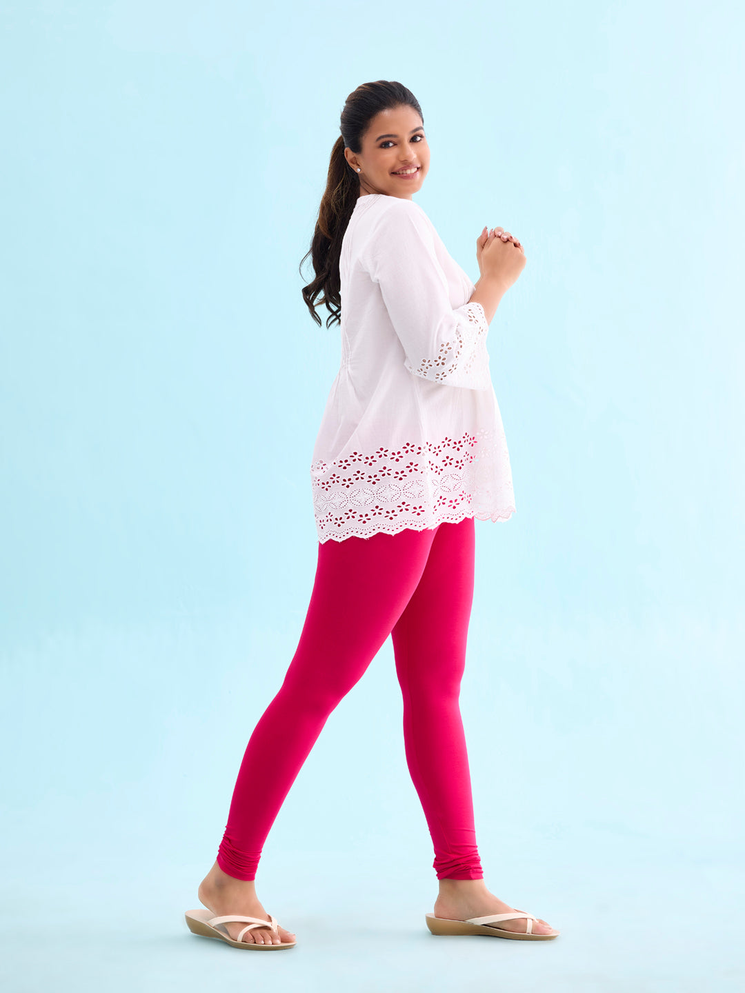 Dark Pink Cotton Stretch Churidar