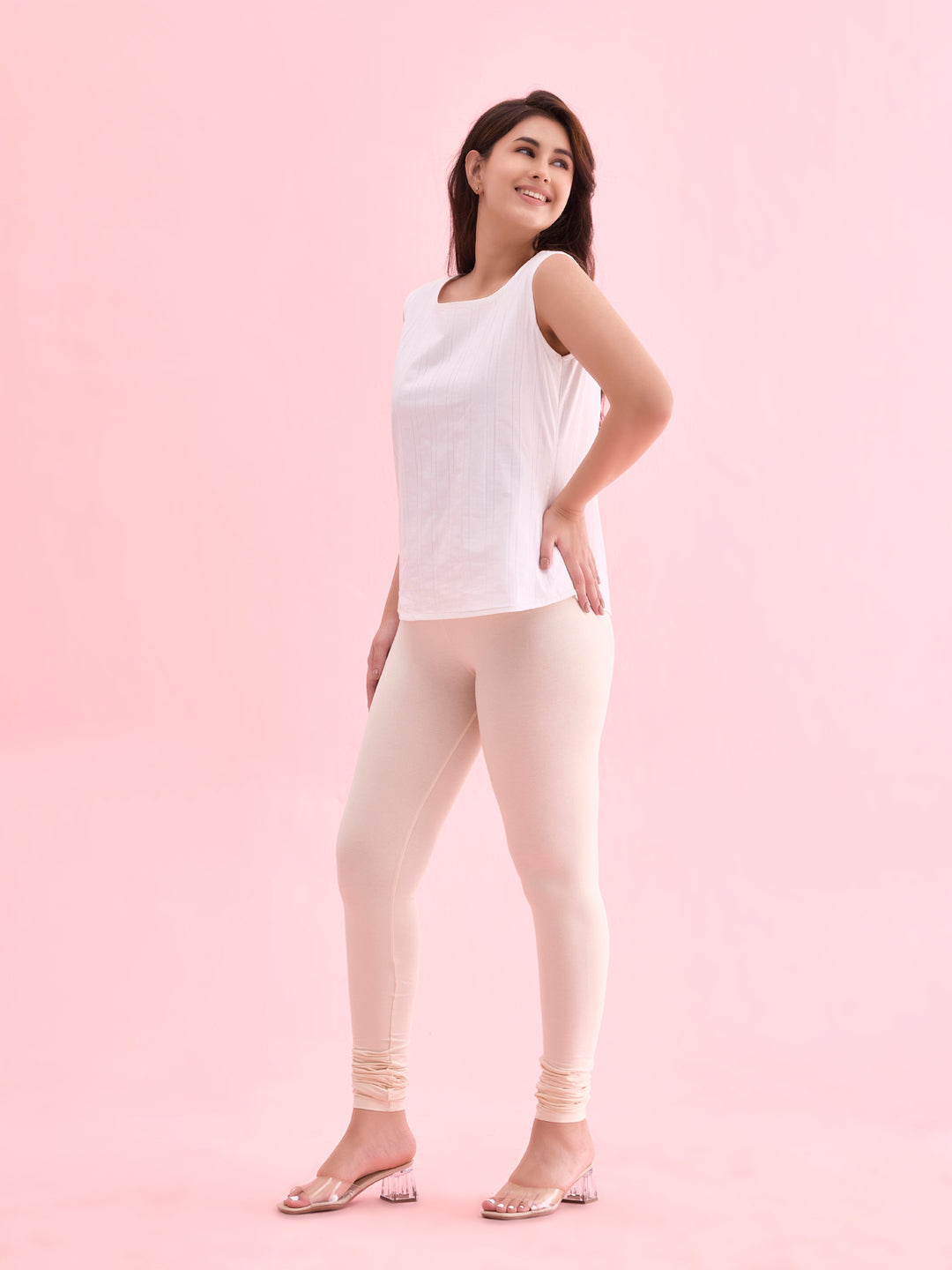 Ecru Cotton Stretch Churidar