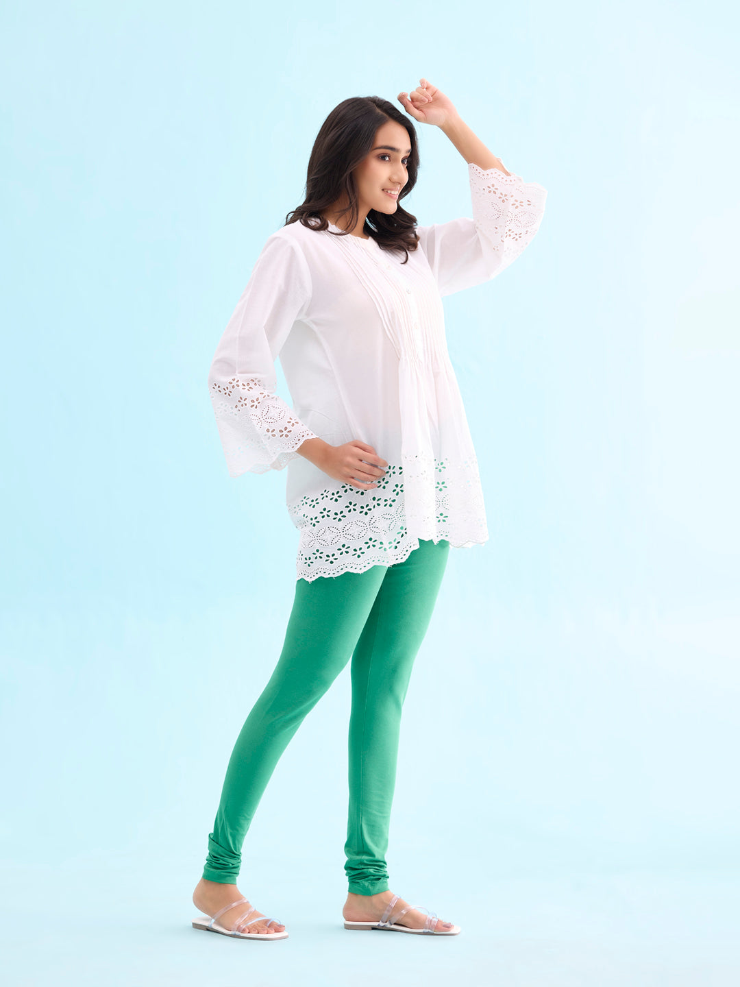 Emerald Green Cotton Stretch Churidar