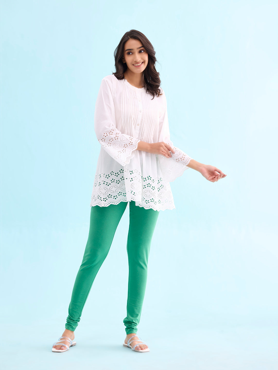 Emerald Green Cotton Stretch Churidar