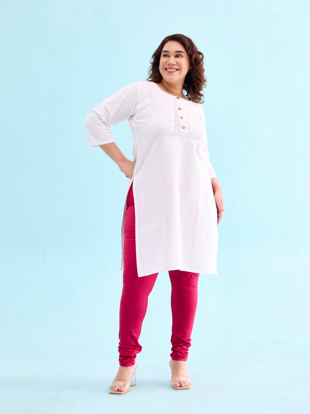 Fuchsia Cotton Stretch Churidar