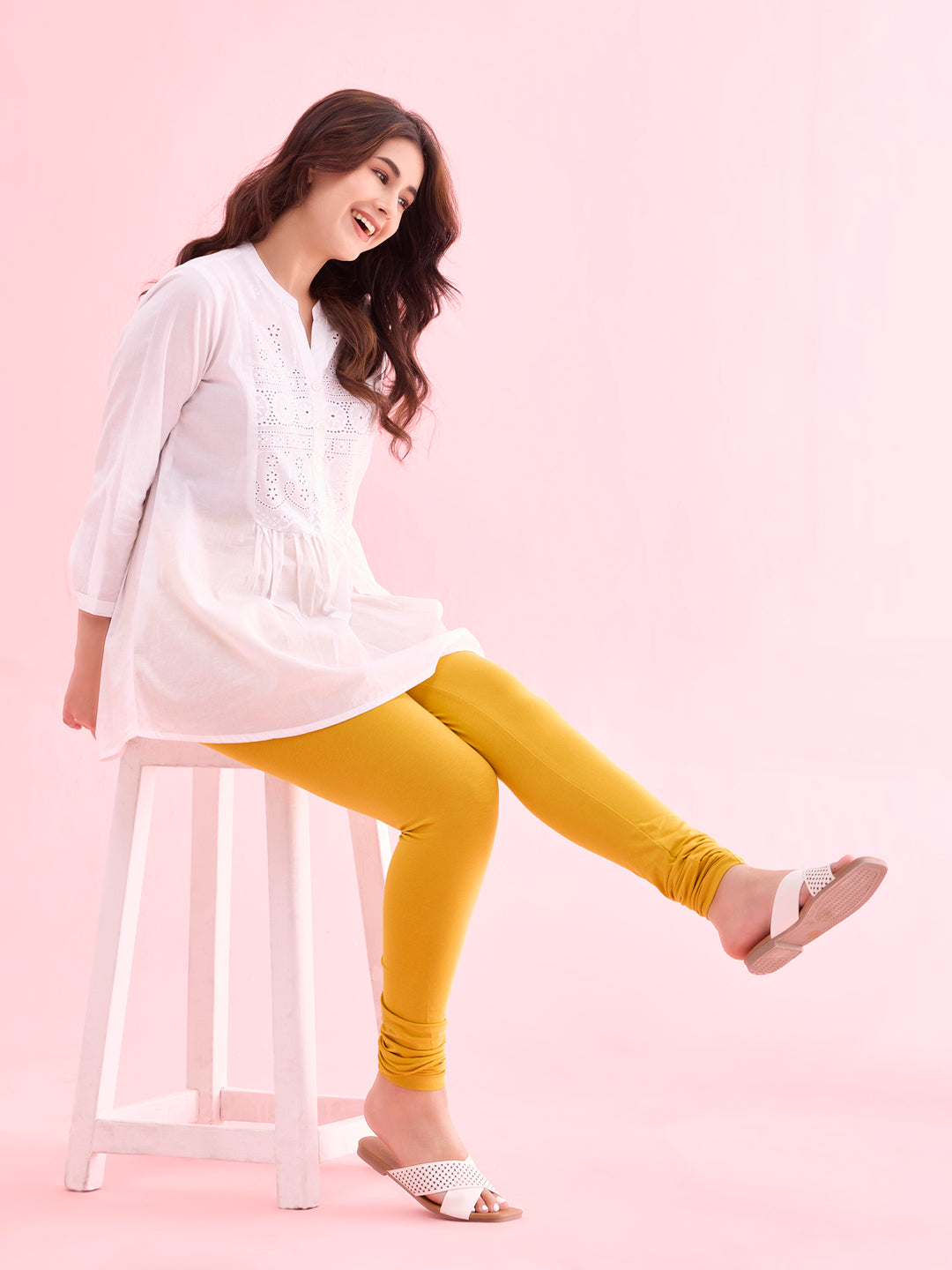 Golden Yellow Cotton Stretch Churidar