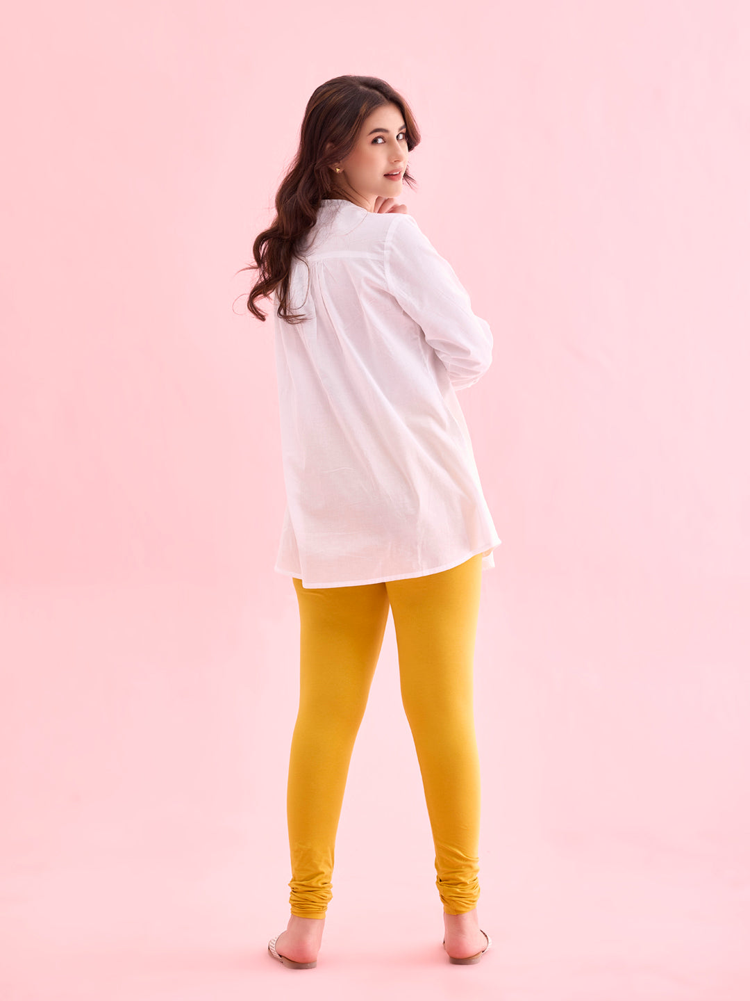 Golden Yellow Cotton Stretch Churidar