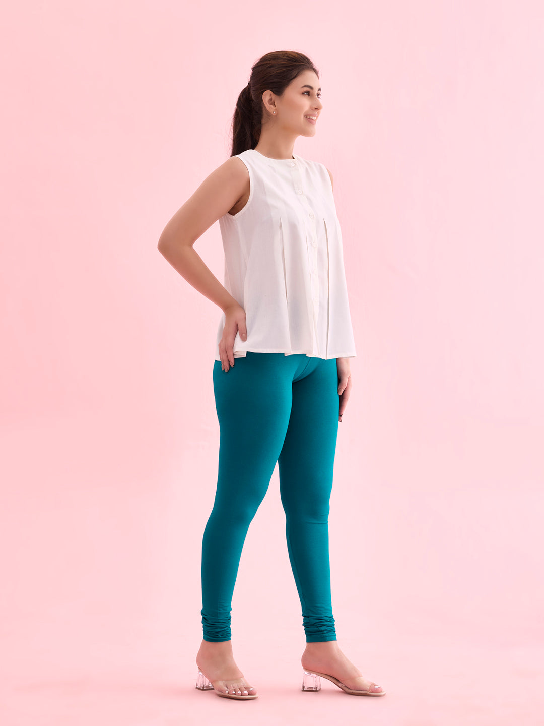 Jade Green Cotton Stretch Churidar