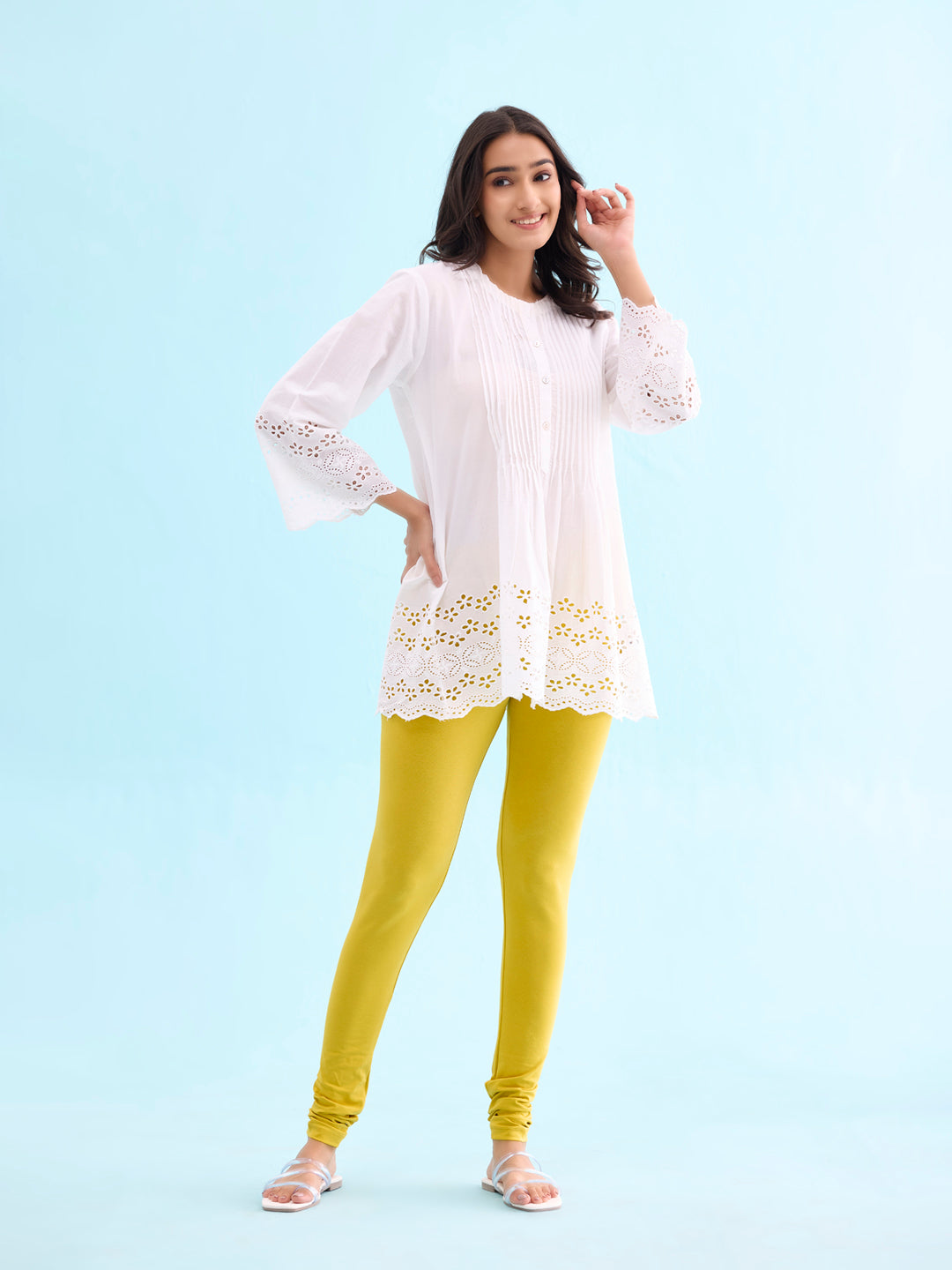 Lemon Cotton Stretch Churidar