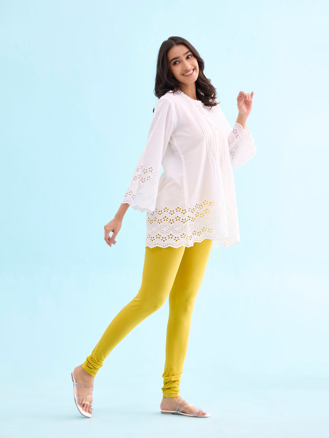 Lemon Cotton Stretch Churidar