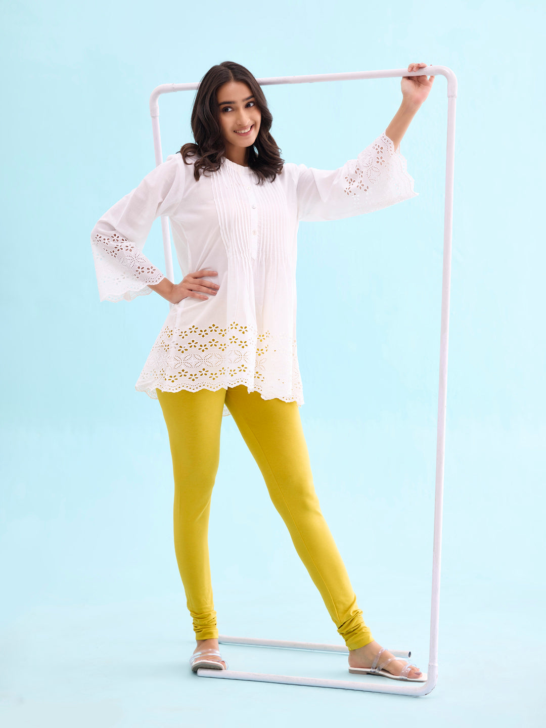 Lemon Cotton Stretch Churidar