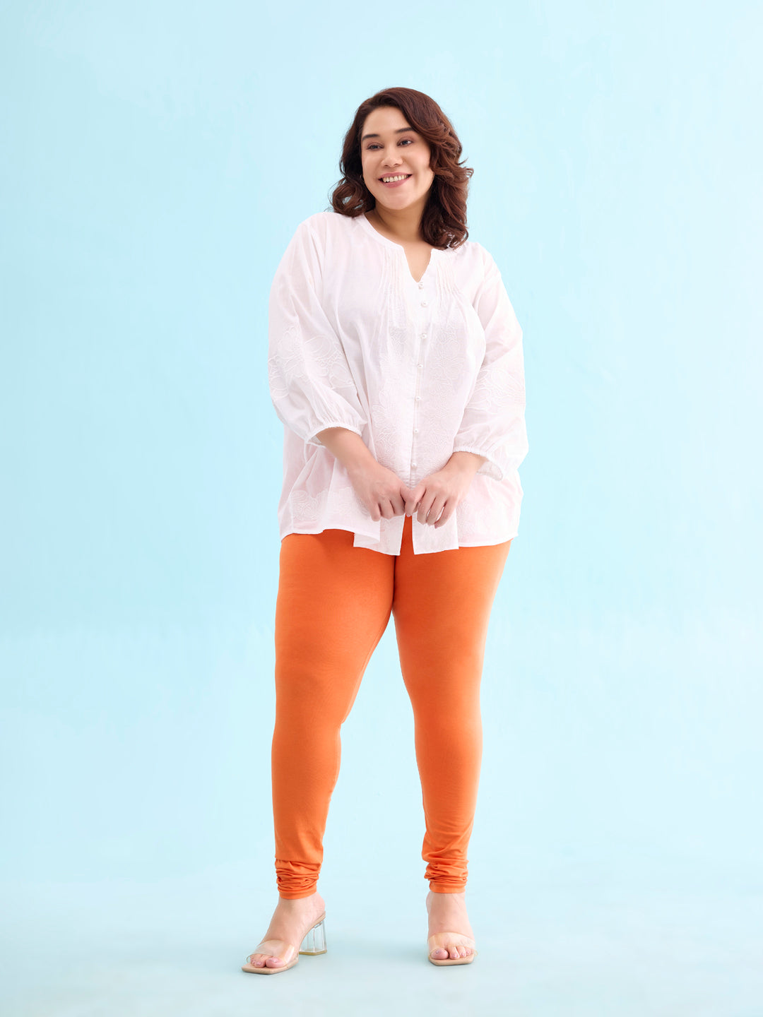 Light Orange Cotton Stretch Churidar