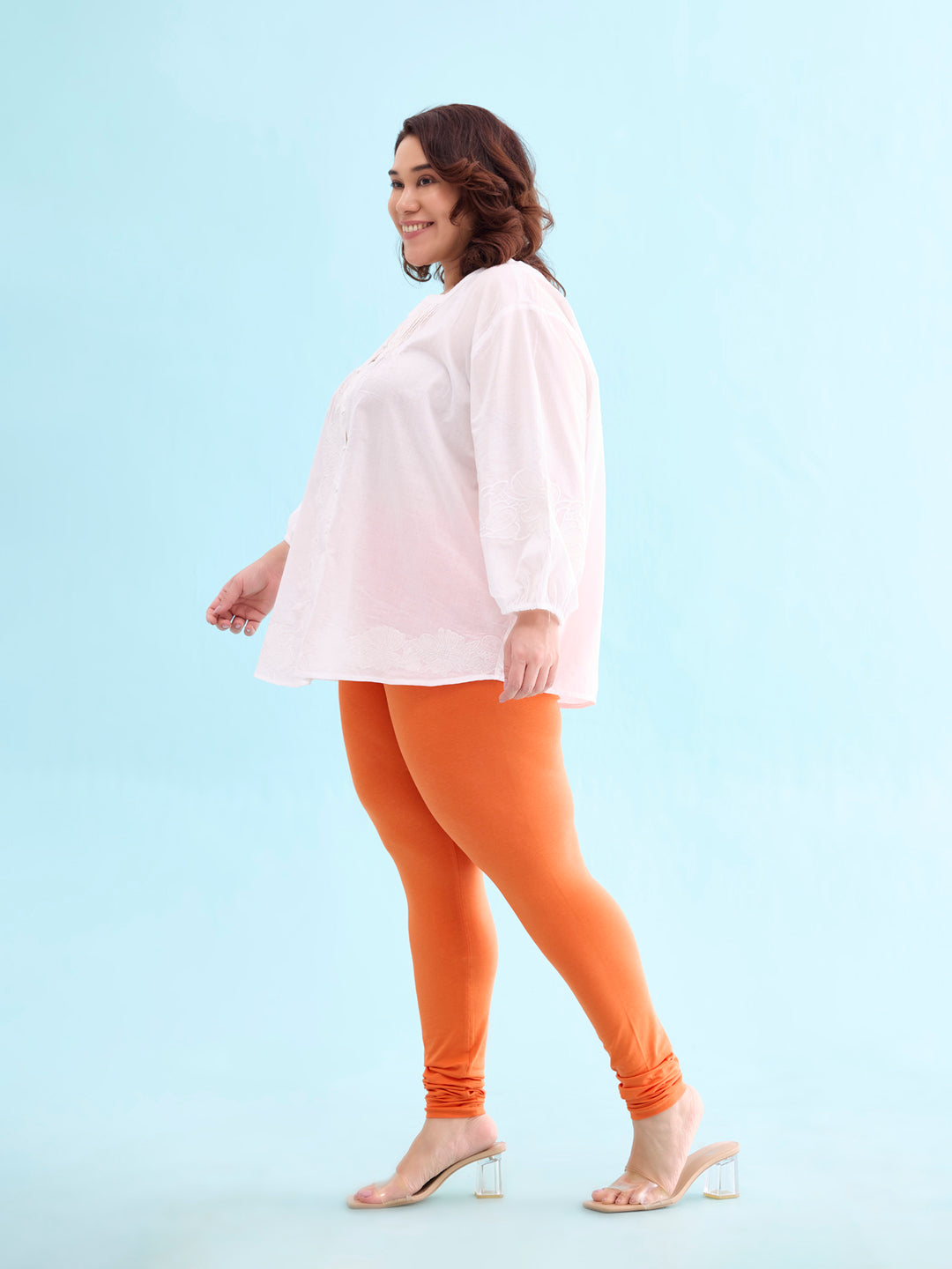 Light Orange Cotton Stretch Churidar