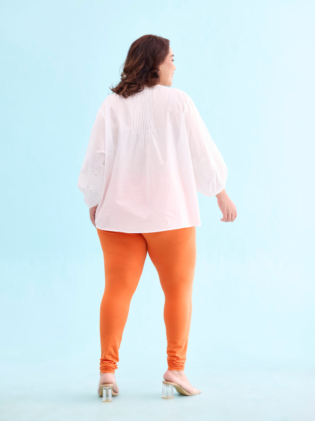 Light Orange Cotton Stretch Churidar