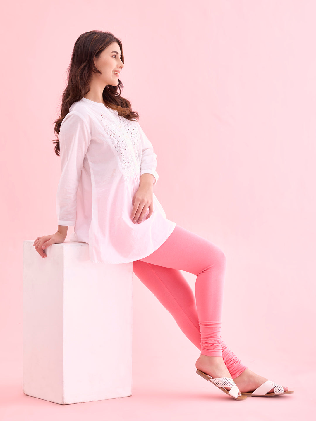 Light Pink Cotton Stretch Churidar