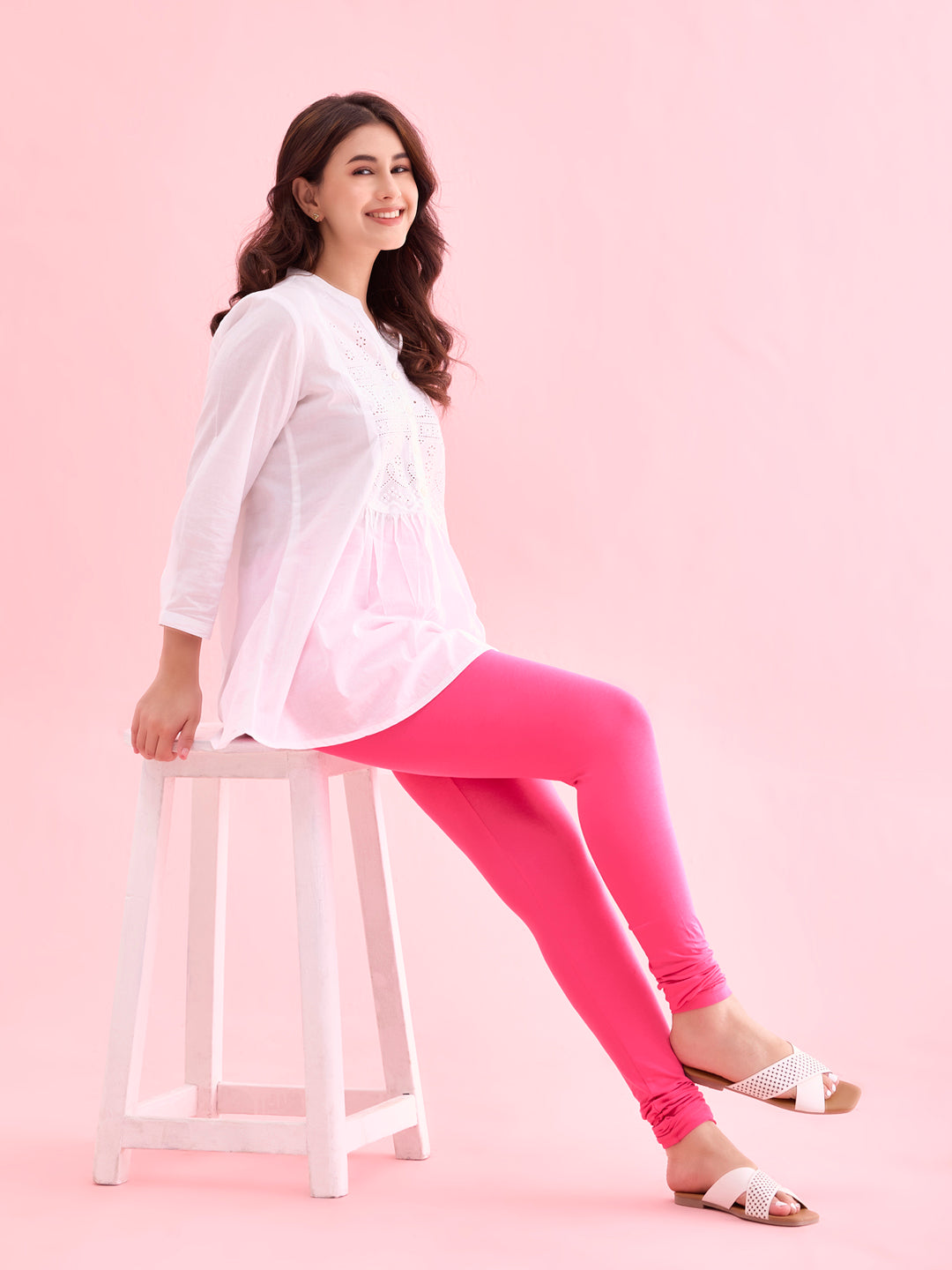 Light Rose Cotton Stretch Churidar