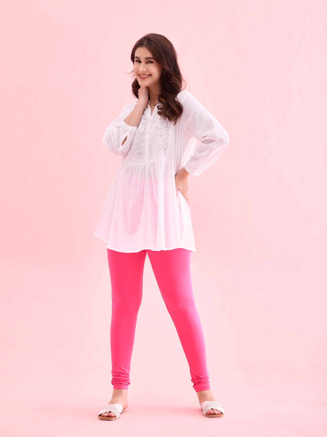 Light Rose Cotton Stretch Churidar