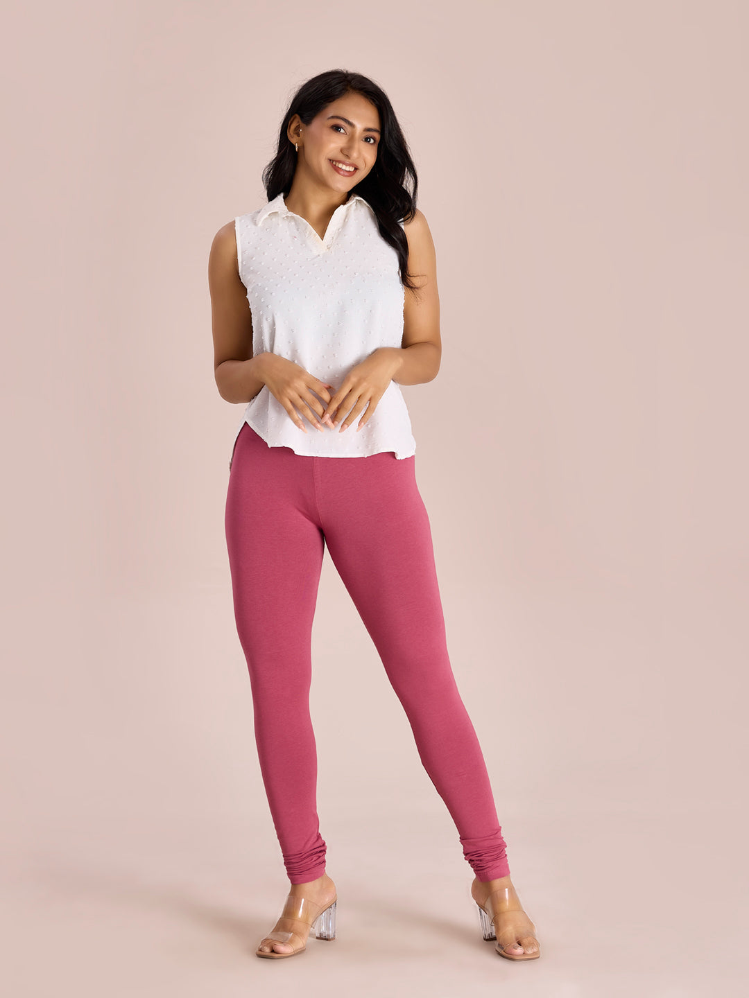 Light Wine Cotton Stretch Churidar