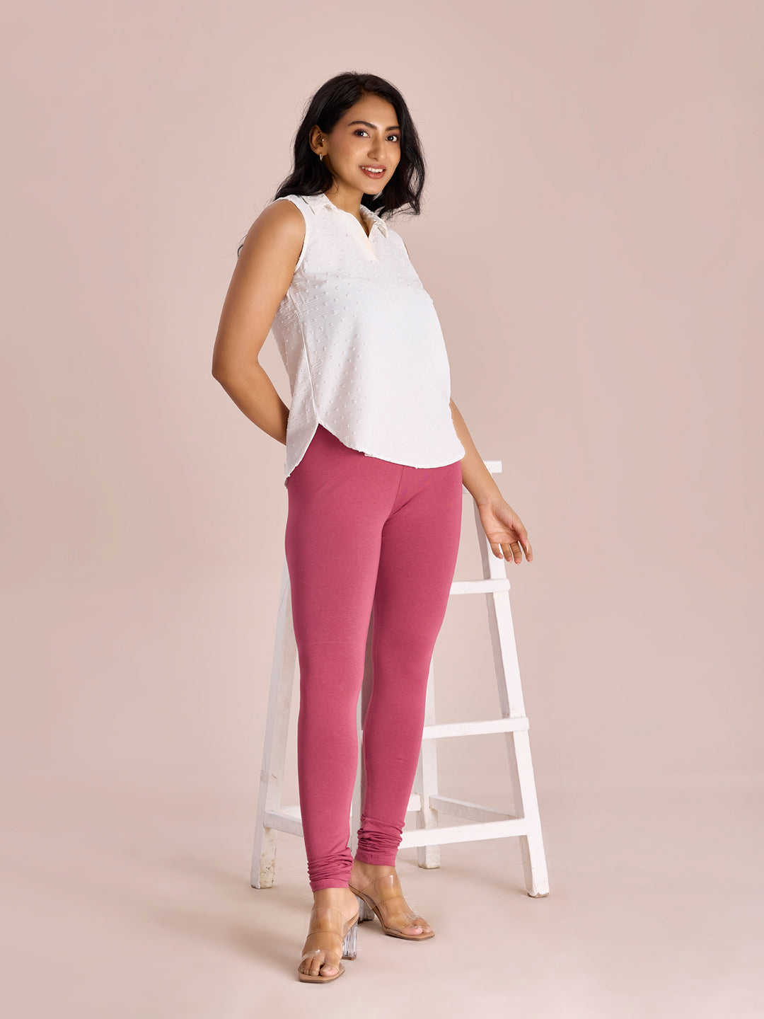 Light Wine Cotton Stretch Churidar