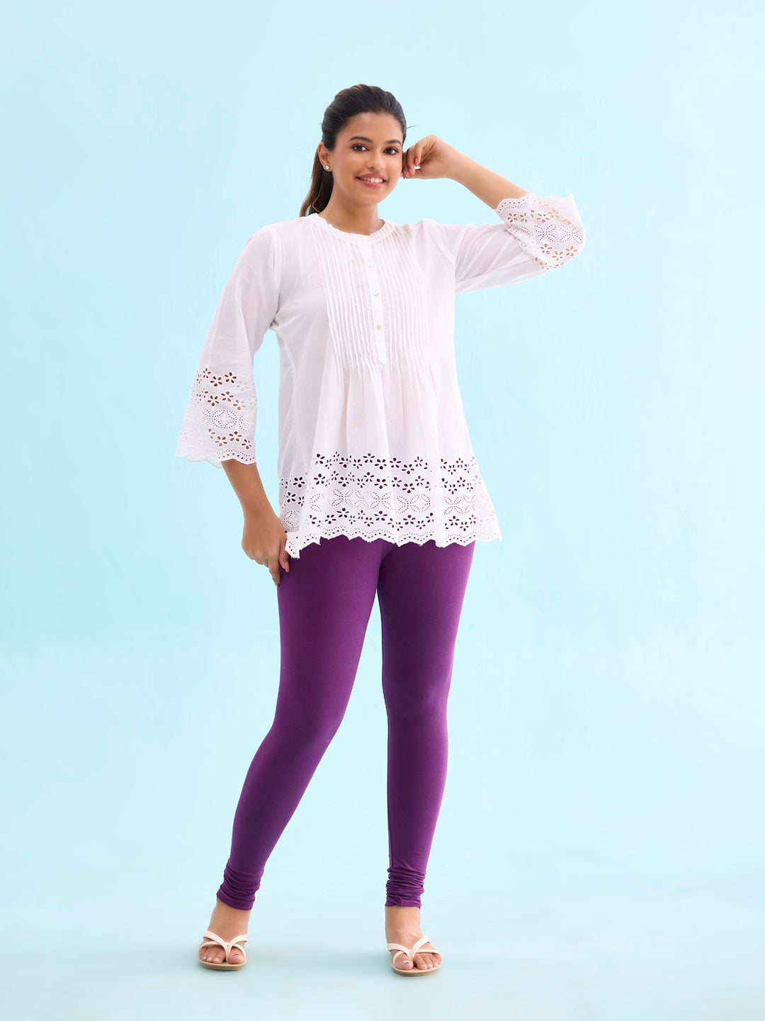 Medium Purple Cotton Stretch Churidar