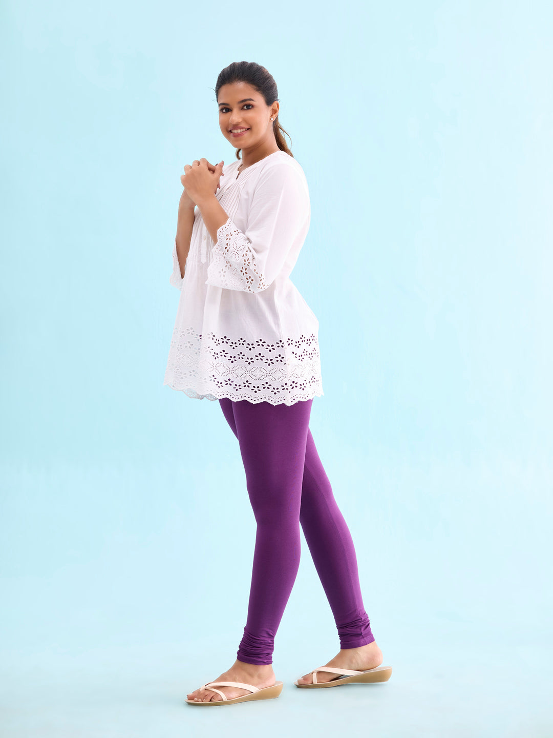 Medium Purple Cotton Stretch Churidar