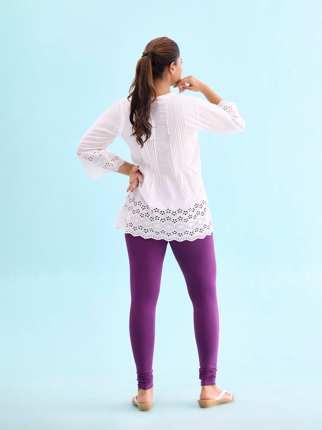 Medium Purple Cotton Stretch Churidar