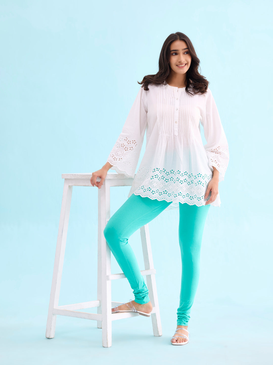 Mint Cotton Stretch Churidar