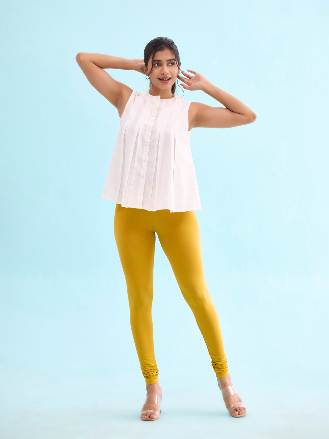 Mustard Cotton Stretch Churidar