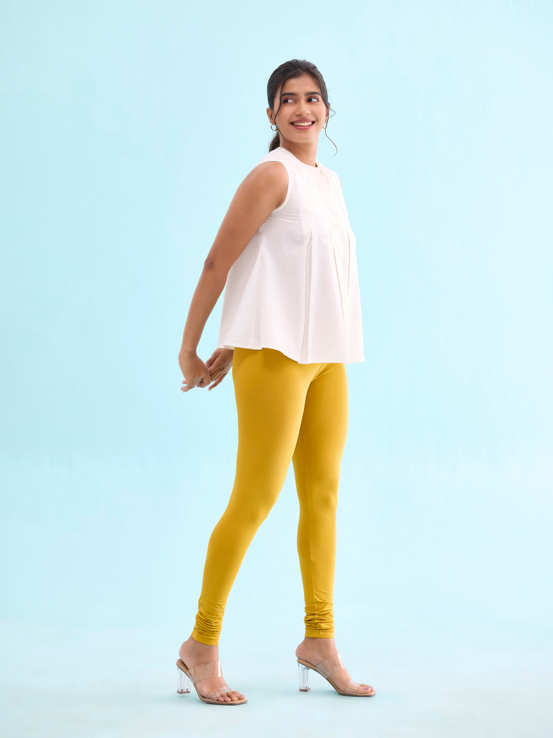 Mustard Cotton Stretch Churidar