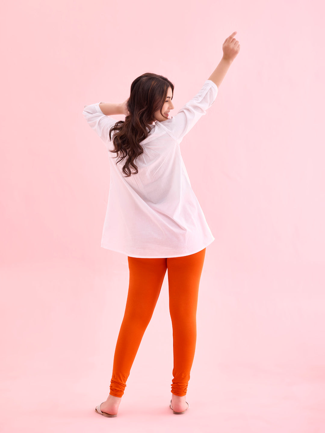 Orange Cotton Stretch Churidar