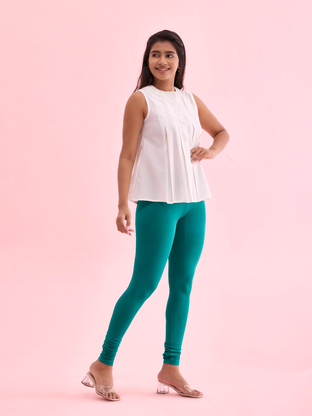 Peacock Green Cotton Stretch Churidar