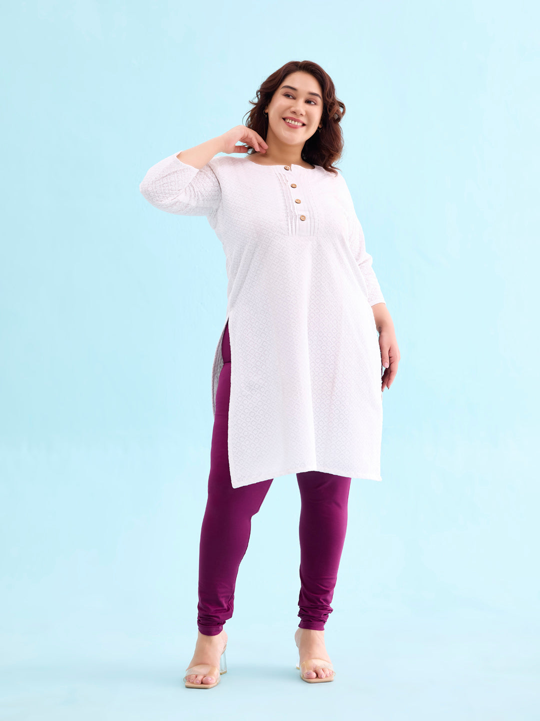 Plum Cotton Stretch Churidar