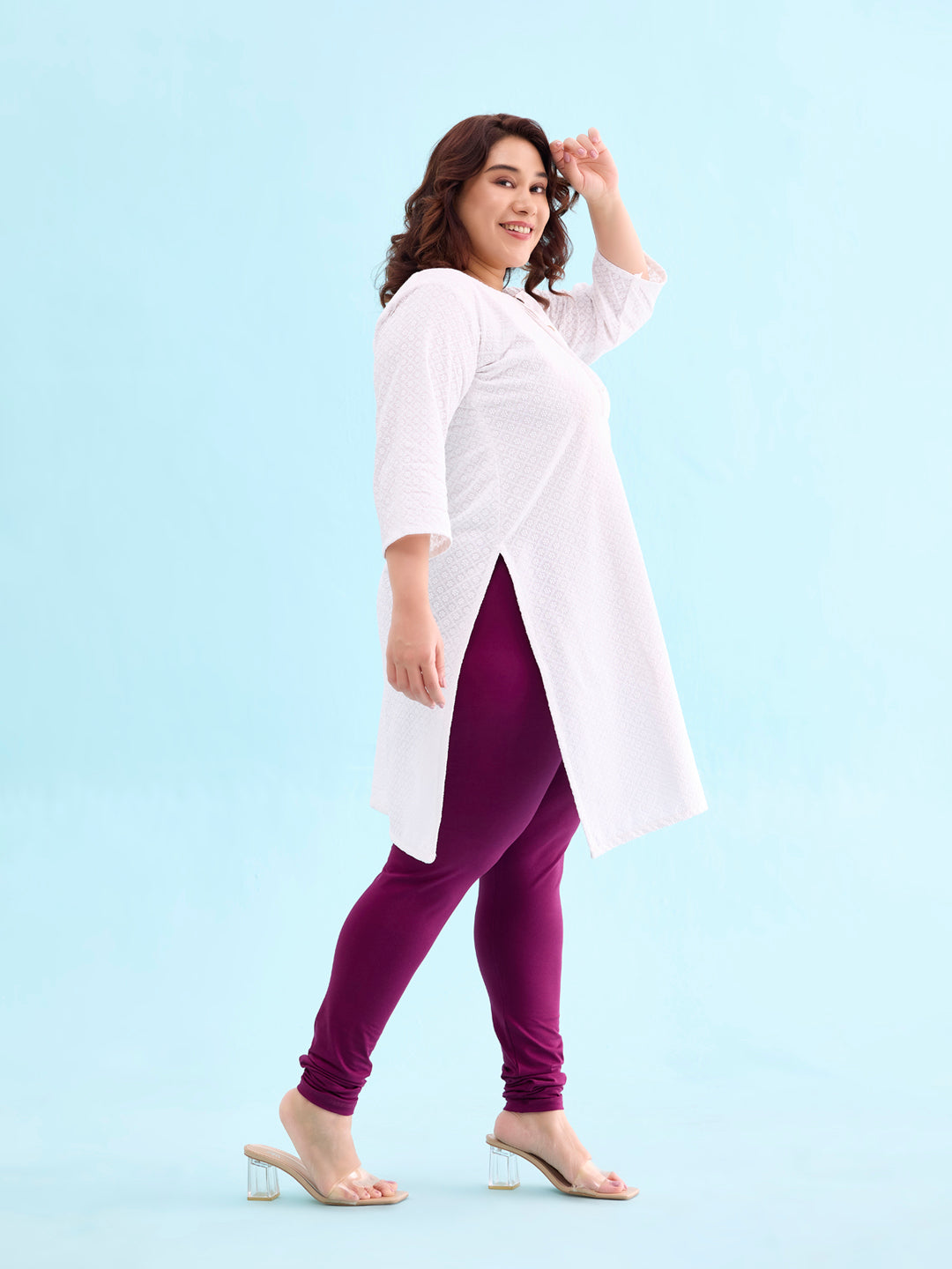 Plum Cotton Stretch Churidar