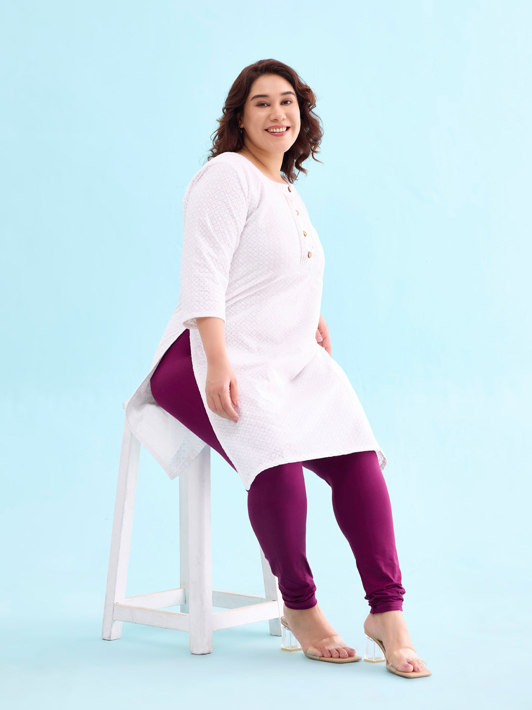 Plum Cotton Stretch Churidar