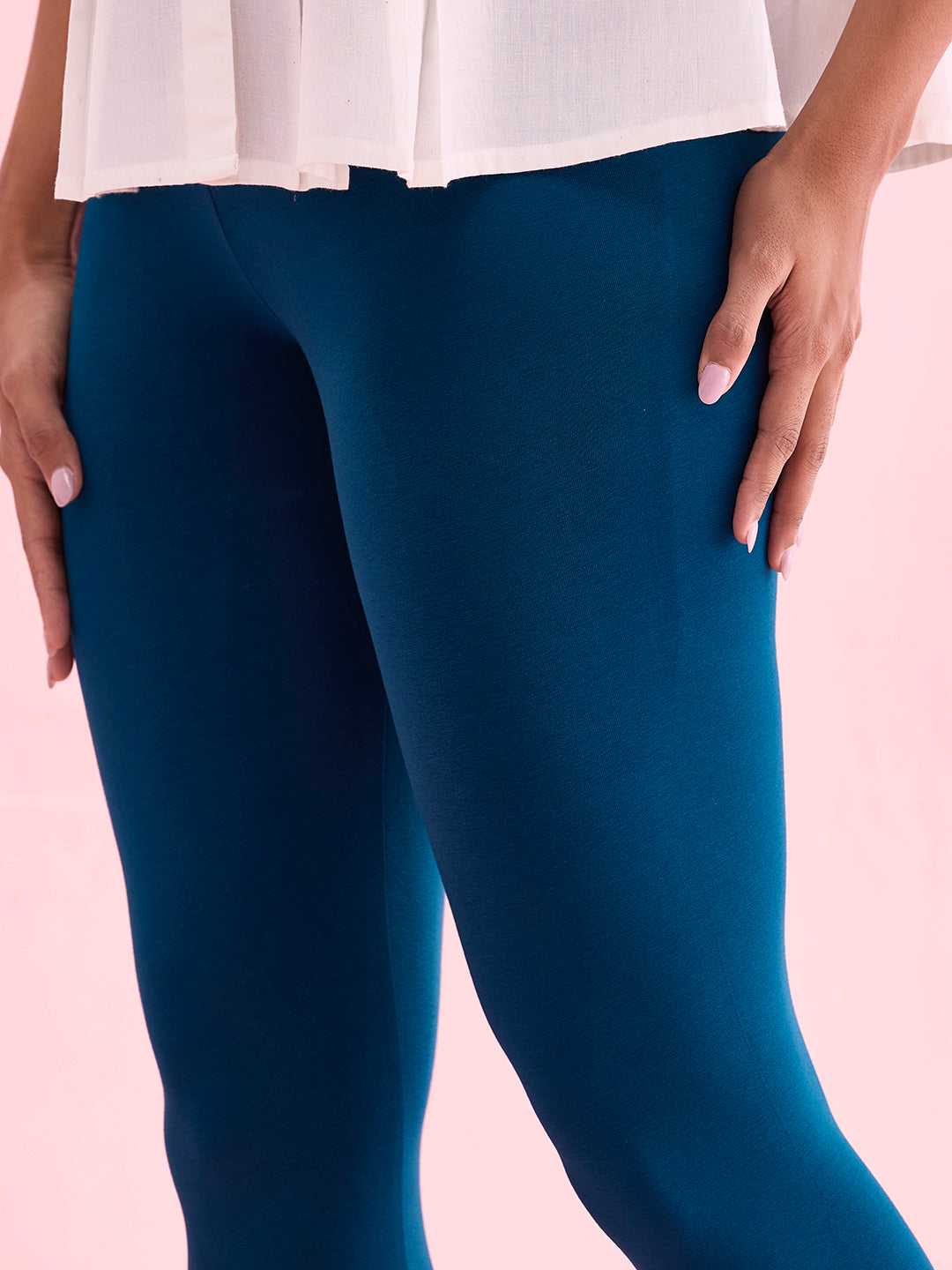 Turquoise Blue Cotton Stretch Churidar