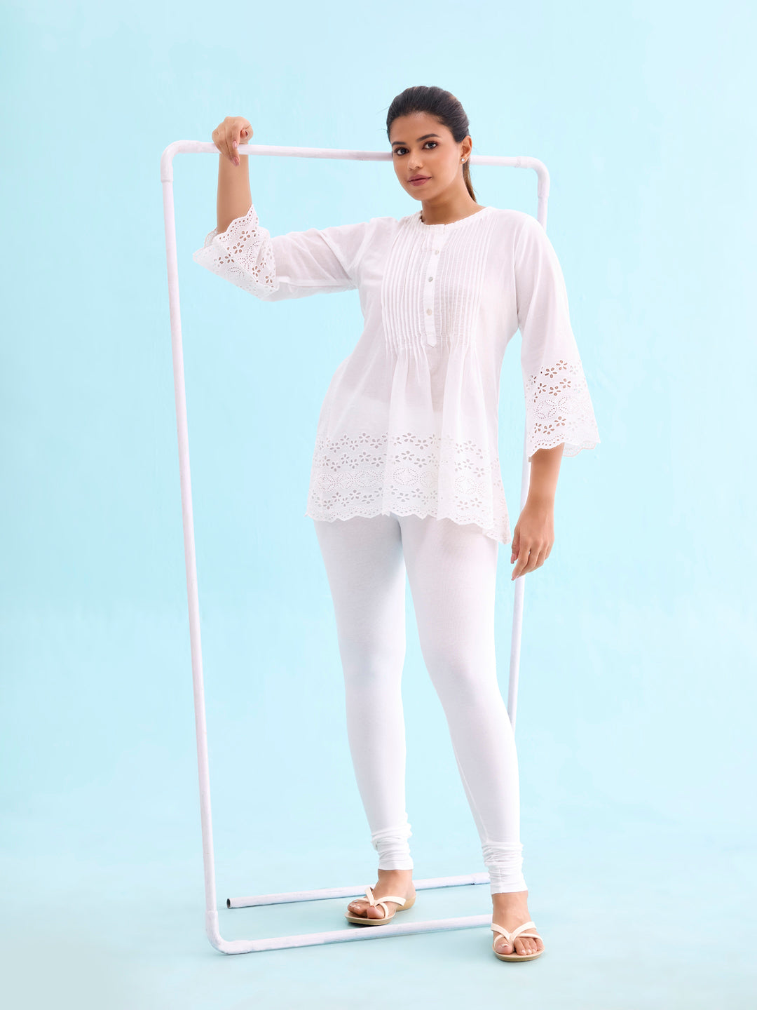 White Cotton Stretch Churidar