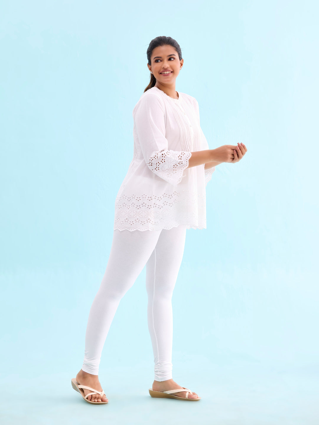 White Cotton Stretch Churidar