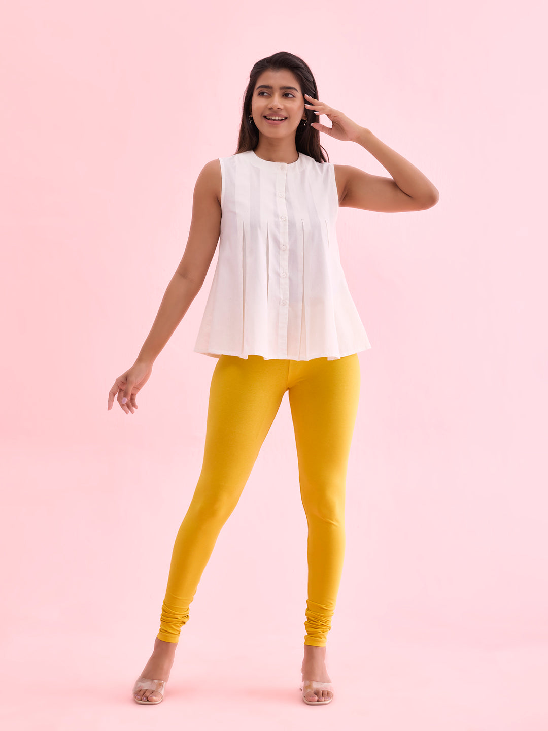 Yellow Cotton Stretch Churidar