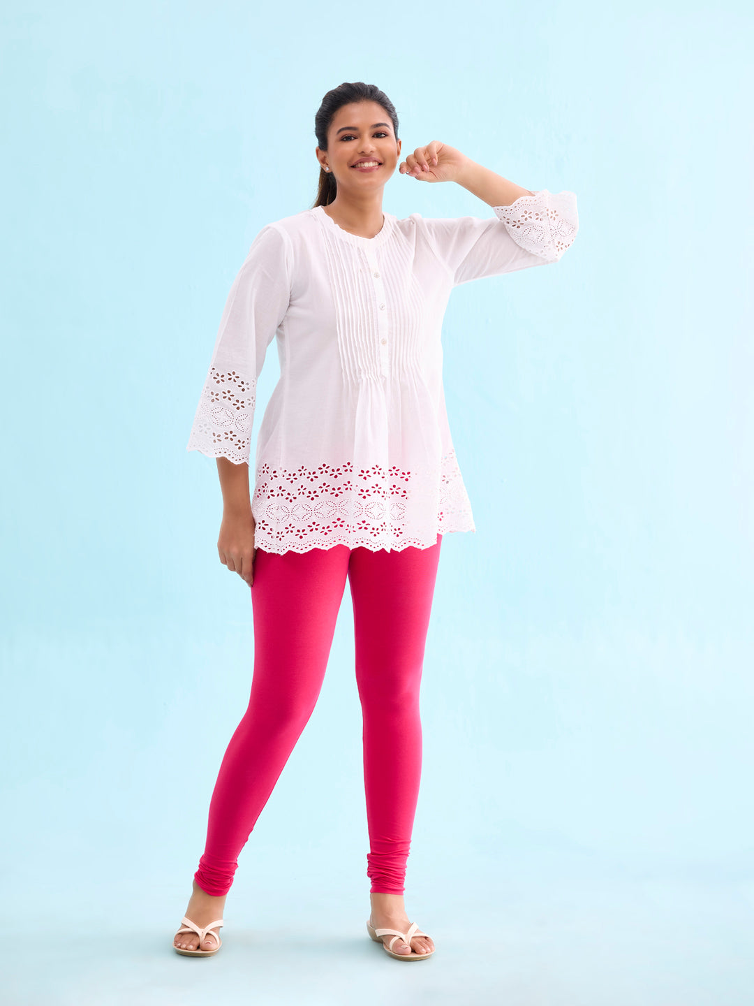 Young Fuchsia Cotton Stretch Churidar