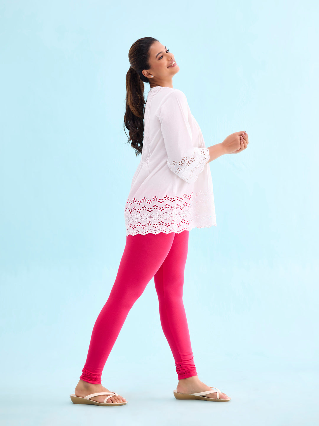 Young Fuchsia Cotton Stretch Churidar