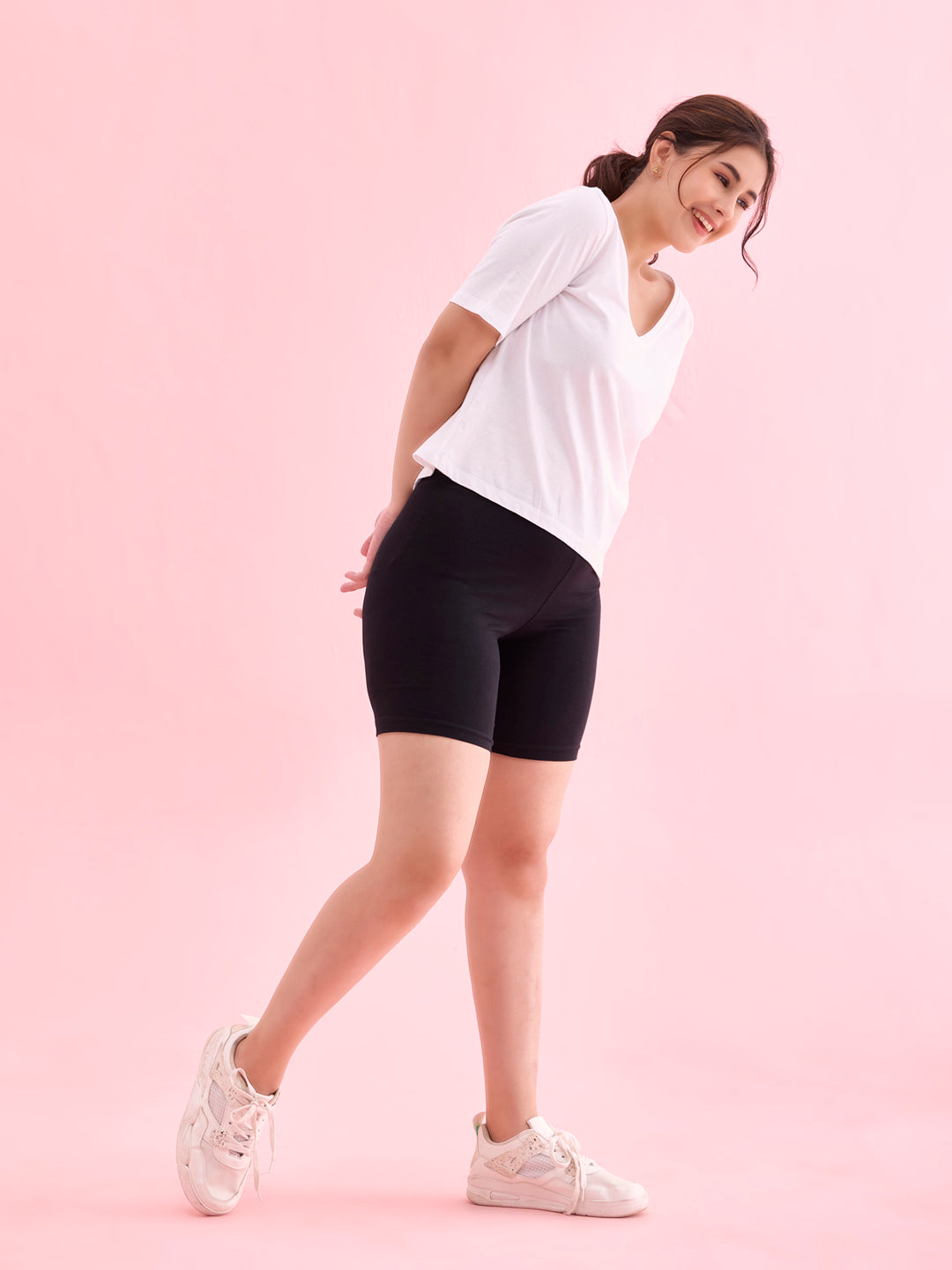 Black Cotton Stretch Cycling Shorts S