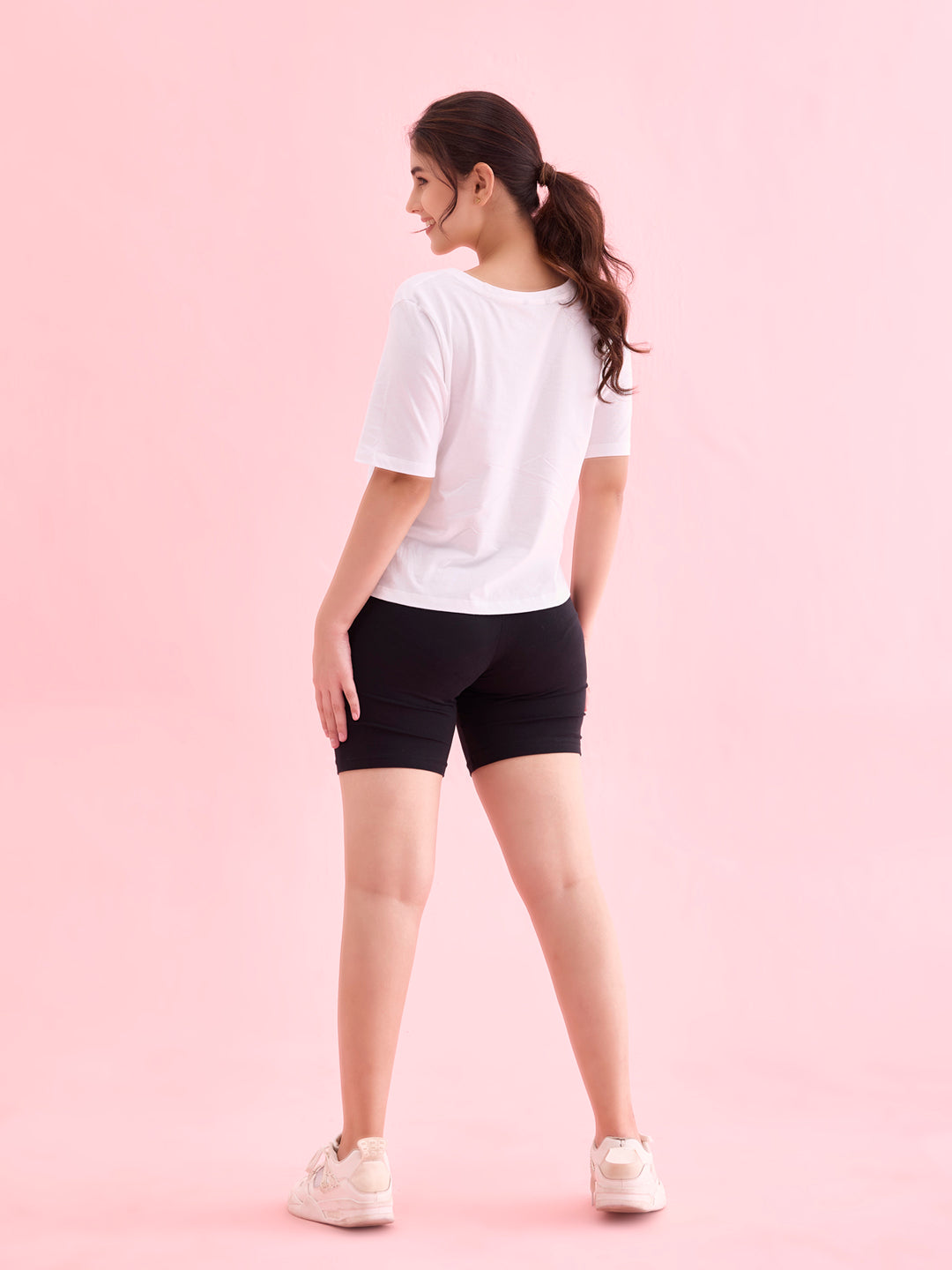 Black Cotton Stretch Cycling Shorts