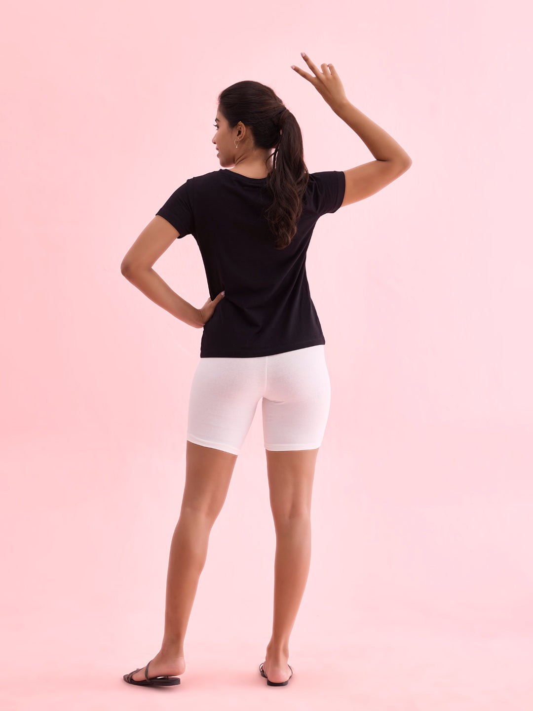 Cream Cotton Stretch Cycling Shorts