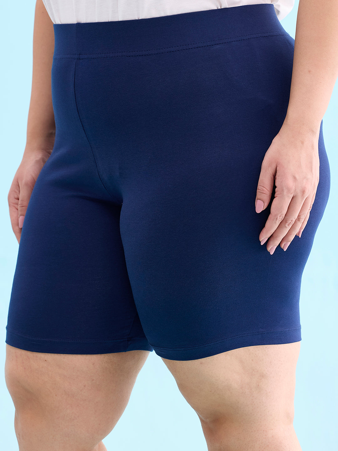 Navy Cotton Stretch Cycling Shorts