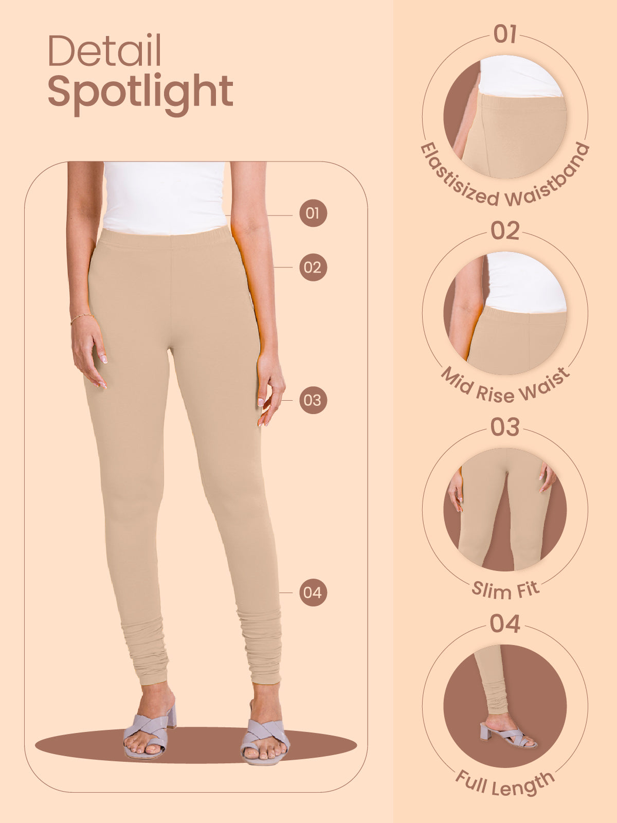 Beige Cotton Stretch Churidar