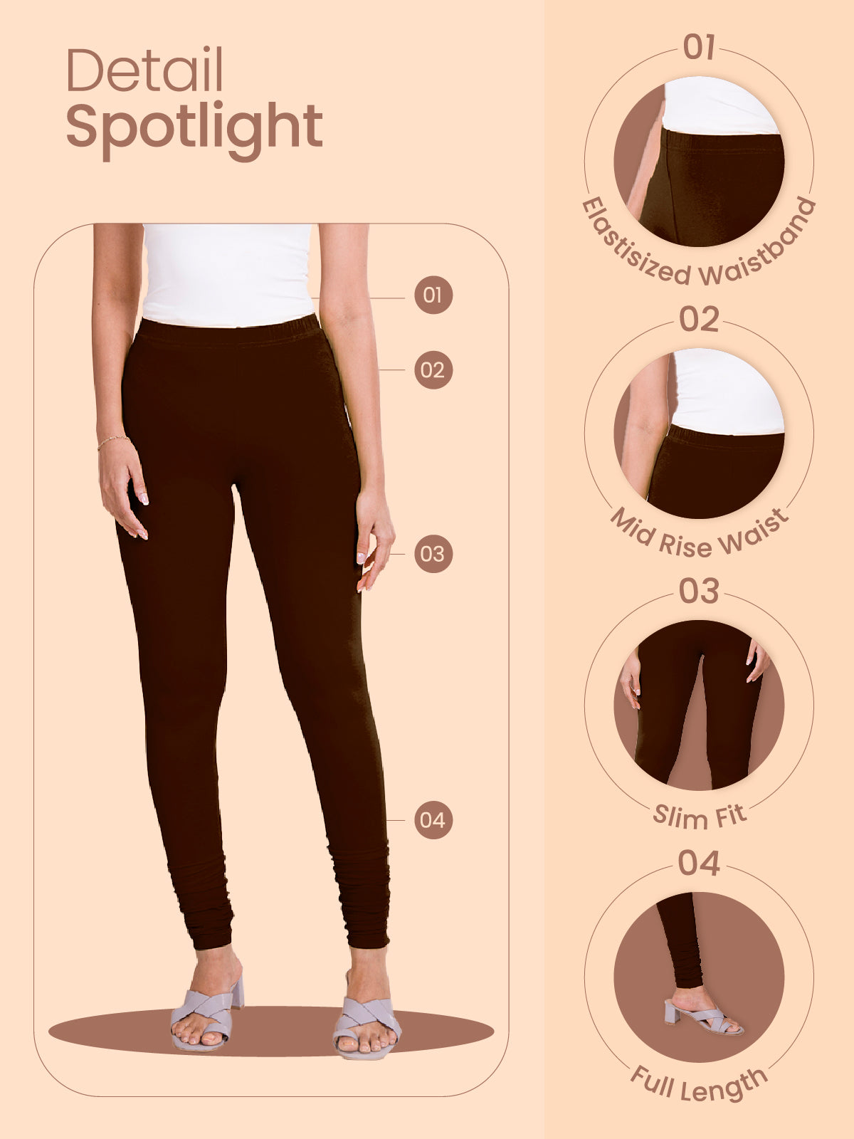 Dark Brown Cotton Stretch Churidar