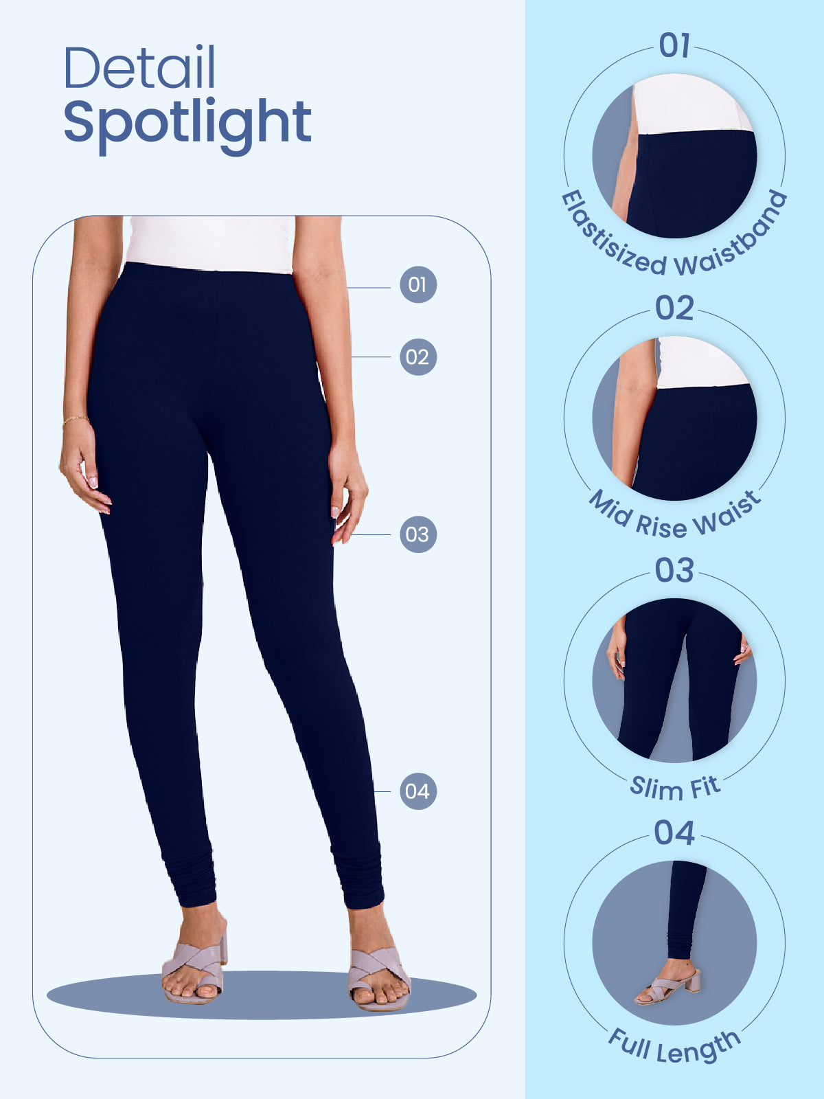 Navy Cotton Stretch Churidar